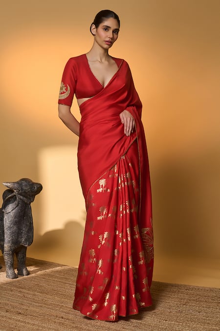 Masaba Tropical Nandi Saree With Unstitched Blouse Piece 