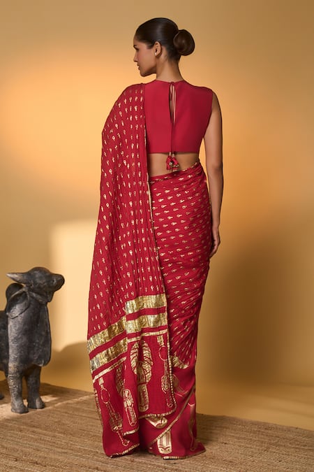 Masaba Tribal Mask Saree With Unstitched Blouse Piece 