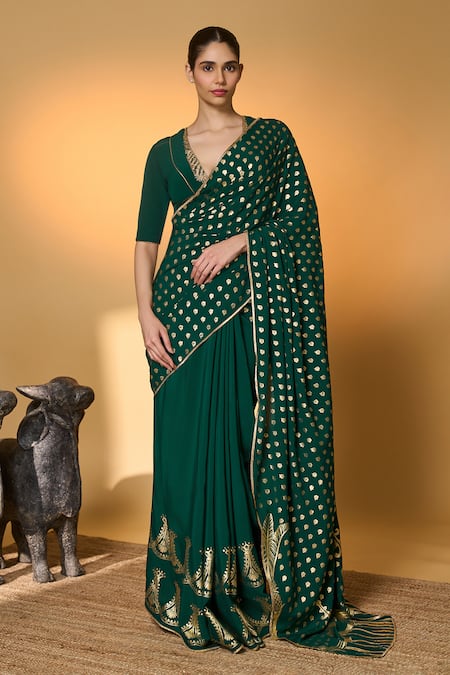 Masaba Palm Tree Saree With Unstitched Blouse Piece 