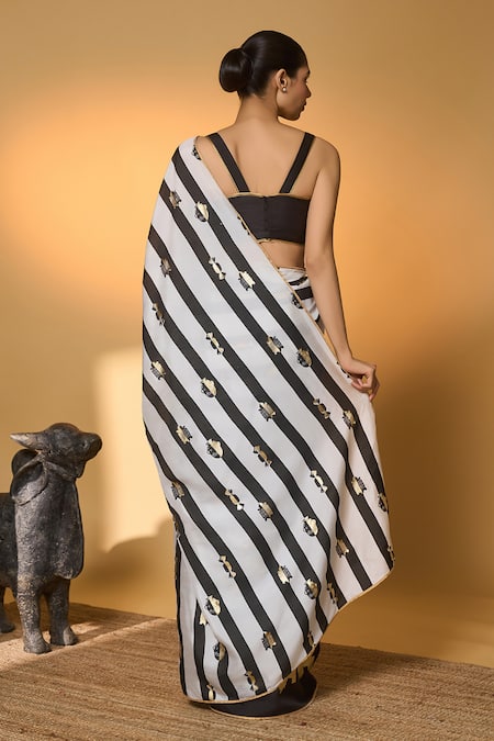 Masaba Stripes All Charms Saree With Unstitched Blouse Piece 