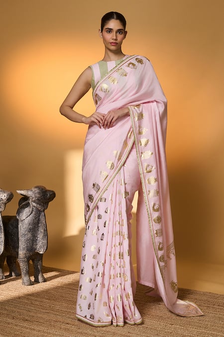 Masaba All Charms Printed Saree With Unstitched Blouse Piece 