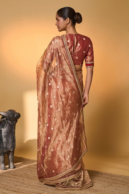 Masaba Polka Tissue Saree With Unstitched Blouse Piece 