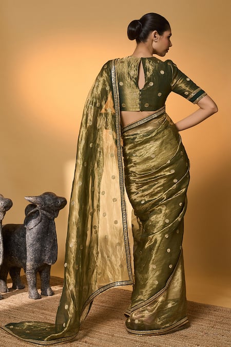 Masaba Polka Tissue Saree With Unstitched Blouse Piece 