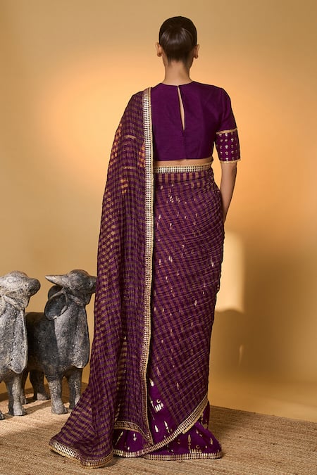 Masaba Moonfield Zari Stripes Saree With Unstitched Blouse Piece 