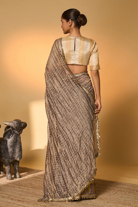 Masaba Moonfield Zari Stripes Saree With Unstitched Blouse Piece 