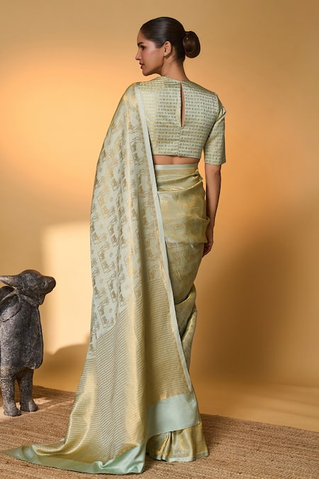 Masaba Kashni Chaand Chaukor Saree With Unstitched Blouse Piece 
