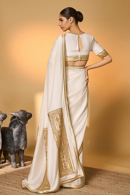 Masaba Moonfield Gota Work Saree With Unstitched Blouse Piece 