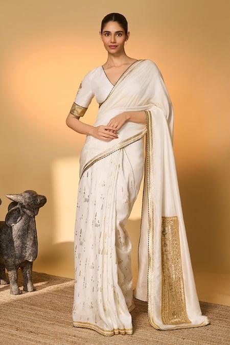 Masaba Moonfield Gota Work Saree With Unstitched Blouse Piece 