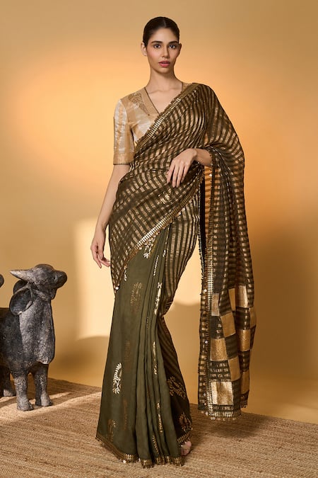 Masaba Corncrest Gota Saree With Unstitched Blouse Piece 