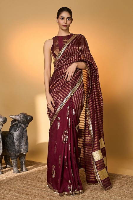 Masaba Corncrest Gota Saree With Unstitched Blouse Piece 