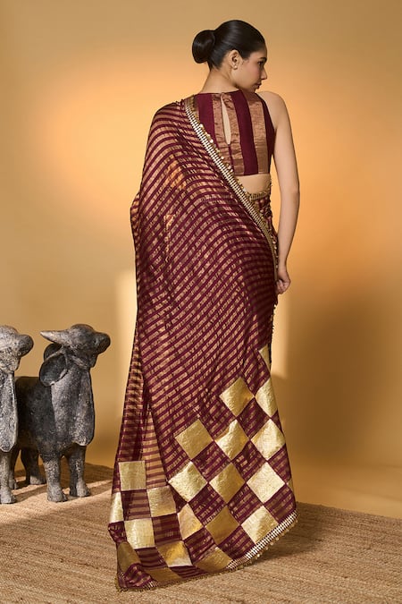 Masaba Corncrest Gota Saree With Unstitched Blouse Piece 