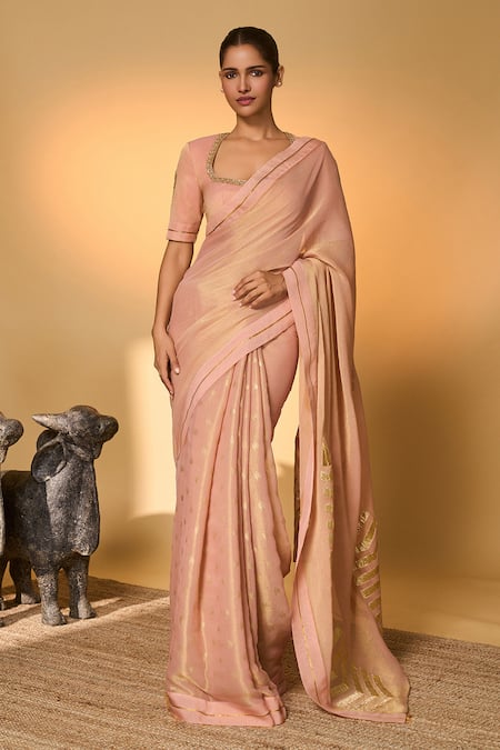 Masaba Droopy Bloom Gota Saree With Unstitched Blouse Piece 