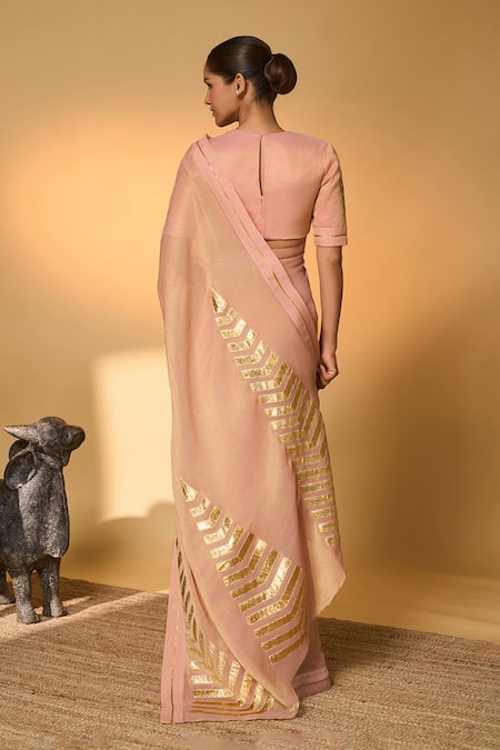 Masaba Droopy Bloom Gota Saree With Unstitched Blouse Piece 