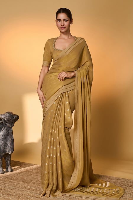 Masaba Droopy Bloom Gota Saree With Unstitched Blouse Piece 