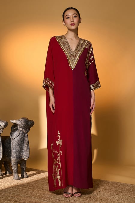 Masaba Red & Plum Moonlight Melody Kaftan 