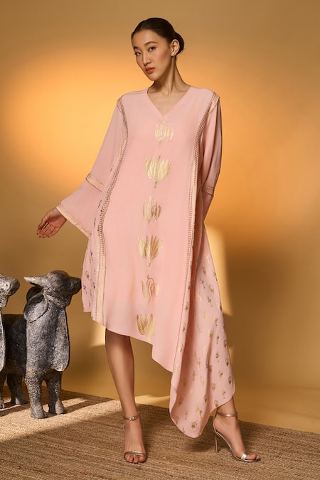 Masaba Baby Pink Tango Bloom High Low Kaftan 