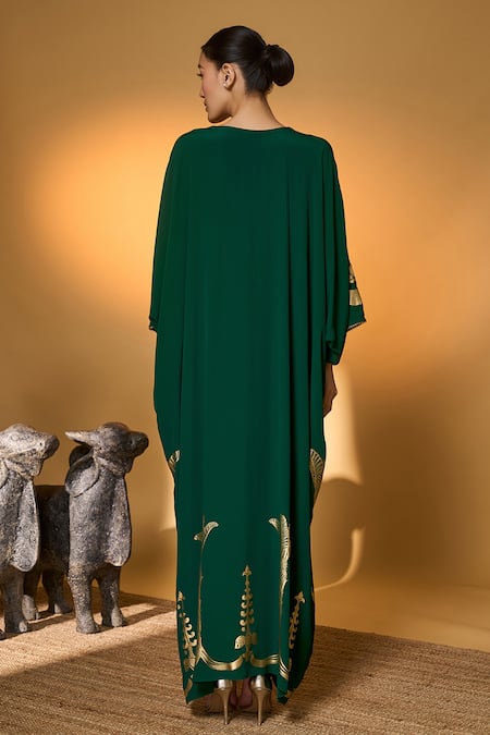 Masaba Green Palm Trees Print Kaftan 