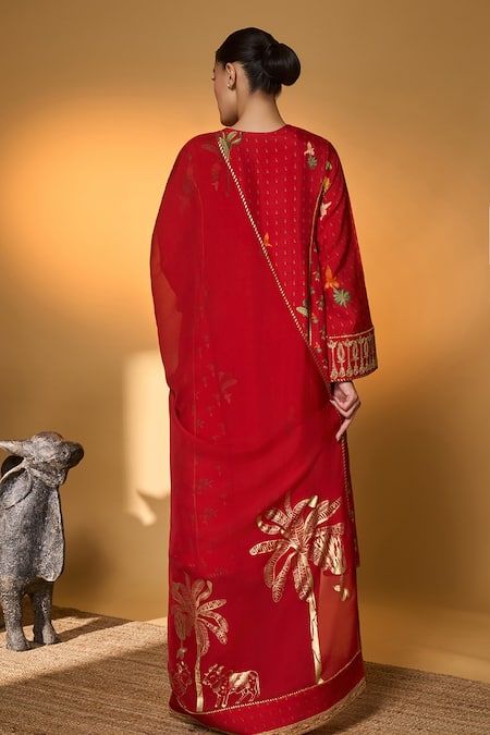 Masaba Red Tropical Printed Anarkali Set 