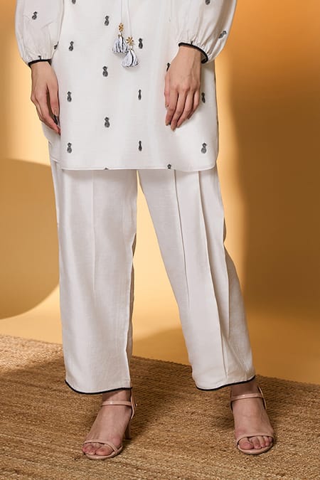 Buy Masaba Ivory Silk, Organza Embroidery, Tassels, Piping Pine-code And Printed Kurta Set Online at Aza Fashions Buy_Masaba_Ivory Silk, Organza Embroidery, Tassels, Piping Pine-code And Printed Kurta Set _Online_at_Aza_Fashions