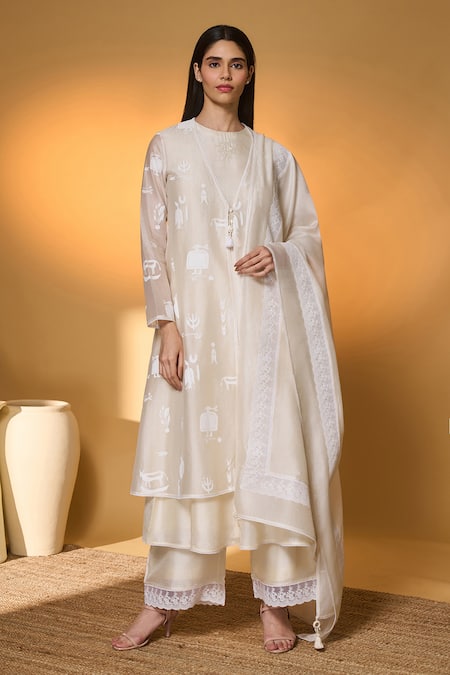 Masaba Ivory Meadow Tribe Printed Jacket Pant Set 