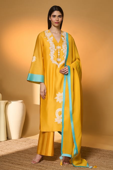 Masaba Yellow Jungle Bakery Chanderi Kurta Set 