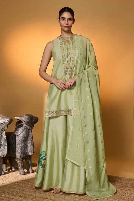 Masaba Rose Blush Embroidered Kurta Sharara Set 