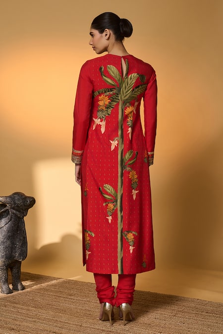 Masaba Red Khidki Printed & Embroidered Kurta Set 
