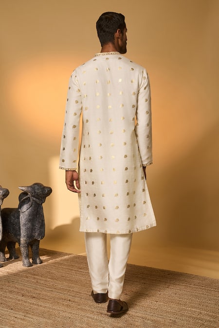 Masaba Rose Blush Print Raw Silk Kurta & Pant Set 