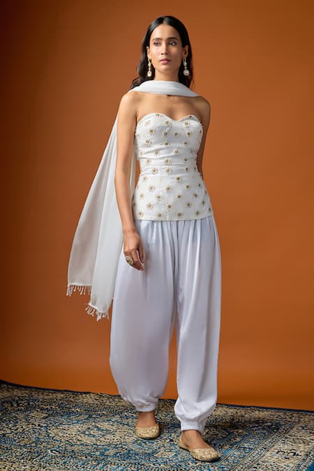 RAYASHA KHAN Jasmine Embroidered Corset Pant Set 