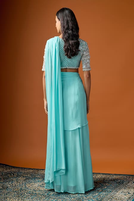 RAYASHA KHAN Eshaal Pre-Draped Saree With Blouse 