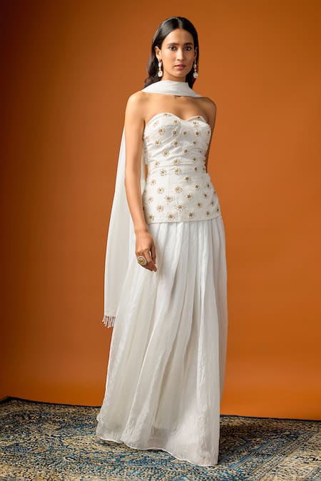 RAYASHA KHAN Malak Embroidered Corset Skirt Set 