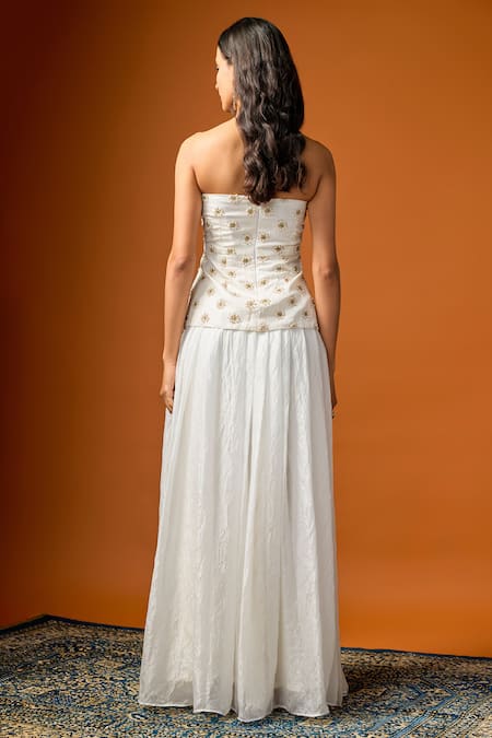 RAYASHA KHAN Malak Embroidered Corset Skirt Set 