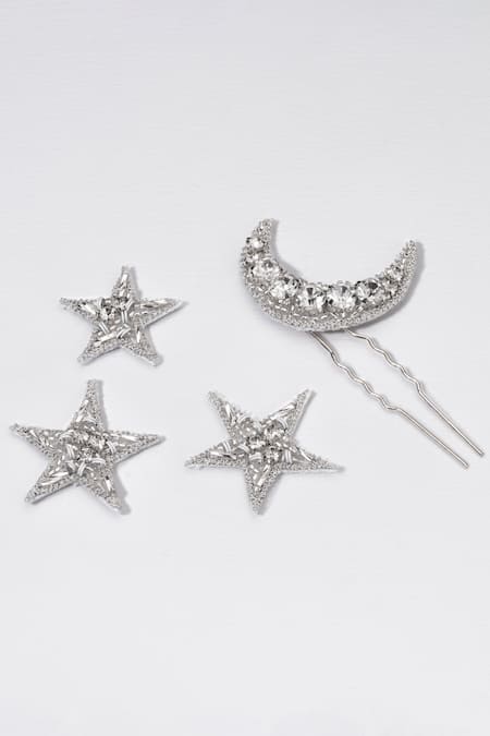 Hair Drama CO Embellished Star & Moon Hair Pins - Set of 4 