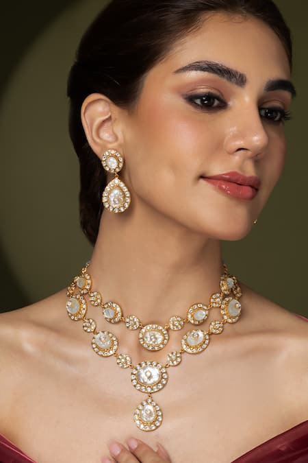 Joules by Radhika Ivory Halo Necklace Set 