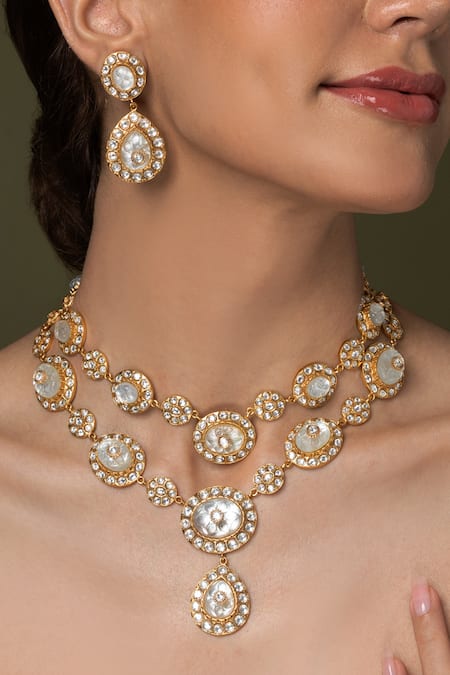 Joules by Radhika Ivory Halo Necklace Set 