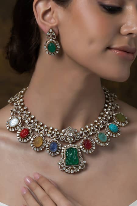 Joules by Radhika Stone Embellished Necklace Set 