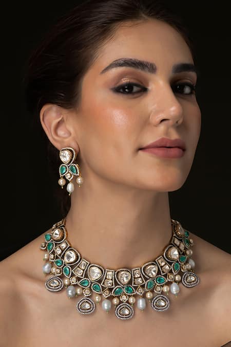 Joules by Radhika Ocean Sparkle Grand Necklace Set 