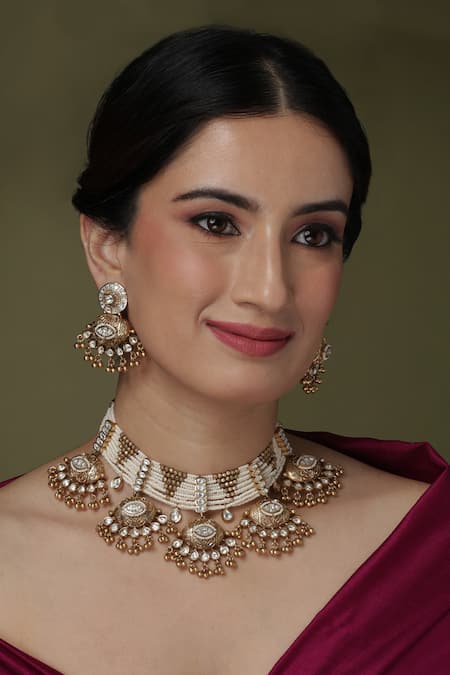 Joules by Radhika Jhoomar Dome Sculpted Necklace Set 