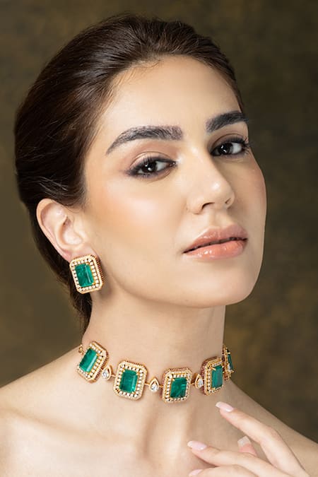 Joules by Radhika Regal Chessboard Choker Necklace Set 