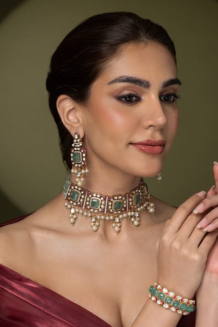 Joules by Radhika Rani Mahal Pearl Embellished Choker Set 