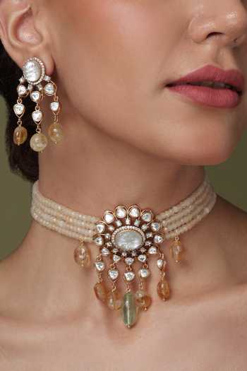 Joules by Radhika Multi-Strand Pearl & Citrine Necklace Set 