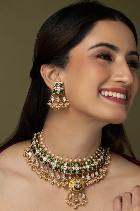 Joules by Radhika Stone & Kundan Embellished Necklace Set