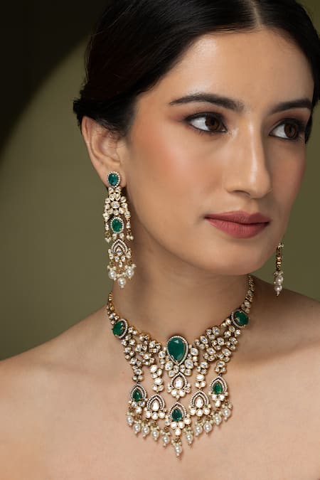 Joules by Radhika Antique Golden Plated Necklace Set 