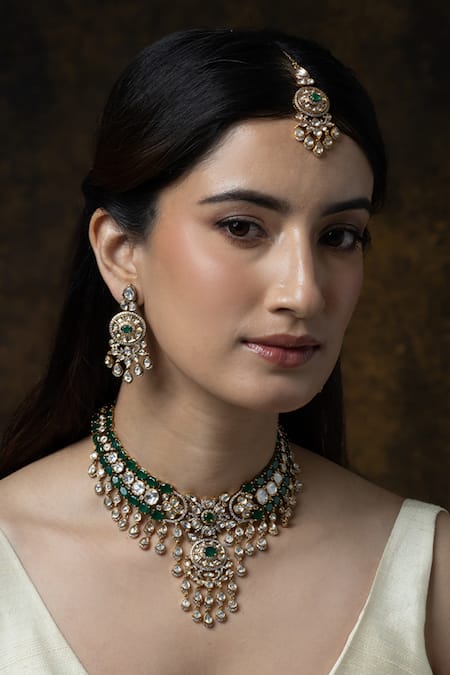 Joules by Radhika Coral Bead & Kundan Necklace Set 