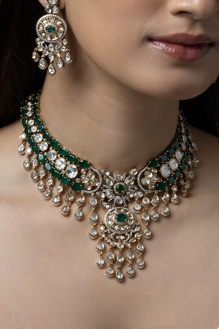 Joules by Radhika Coral Bead & Kundan Necklace Set 