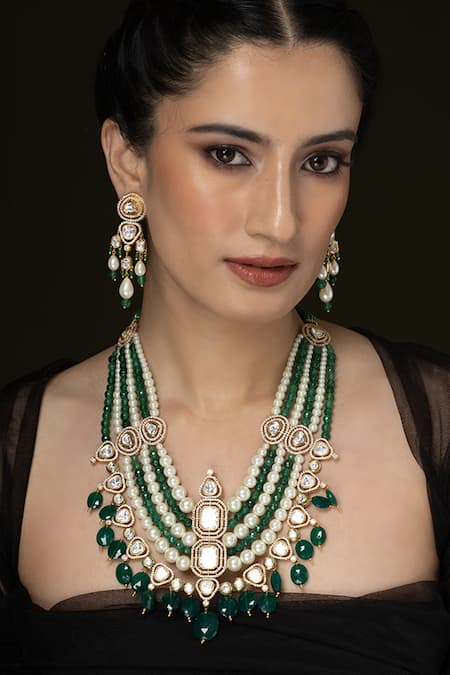 Joules by Radhika Layered Stone Embellished Necklace Set 