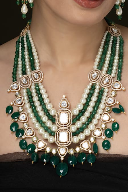 Joules by Radhika Layered Stone Embellished Necklace Set 