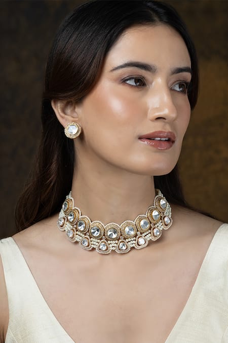 Joules by Radhika Pearl Embellished Whisper Choker Set 