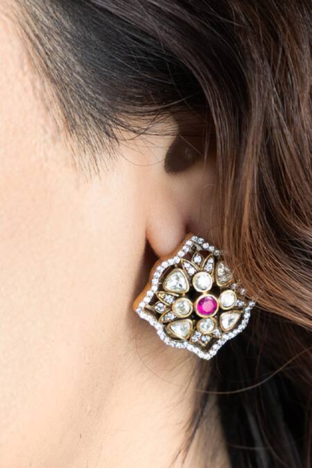 Joules by Radhika_Pink Beads, Stones Blushing Bloom Necklace Set _Online_at_Aza_Fashions