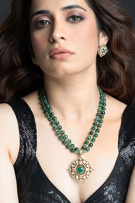 Joules by Radhika Verdant Grace Embellished Pendant Necklace Set 